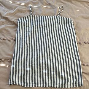 Striped Mini Linen Blend Dress